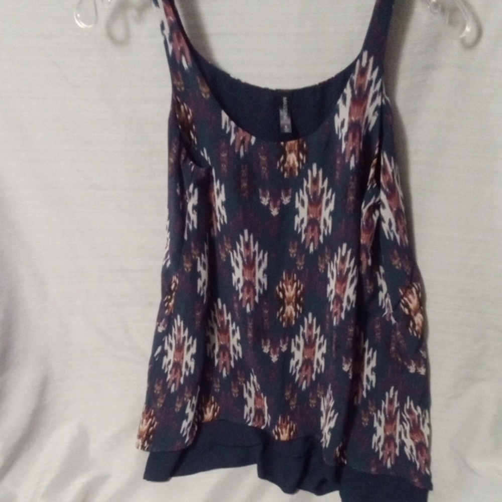 Massini Blue and Orange Asymmetrical Tank Top